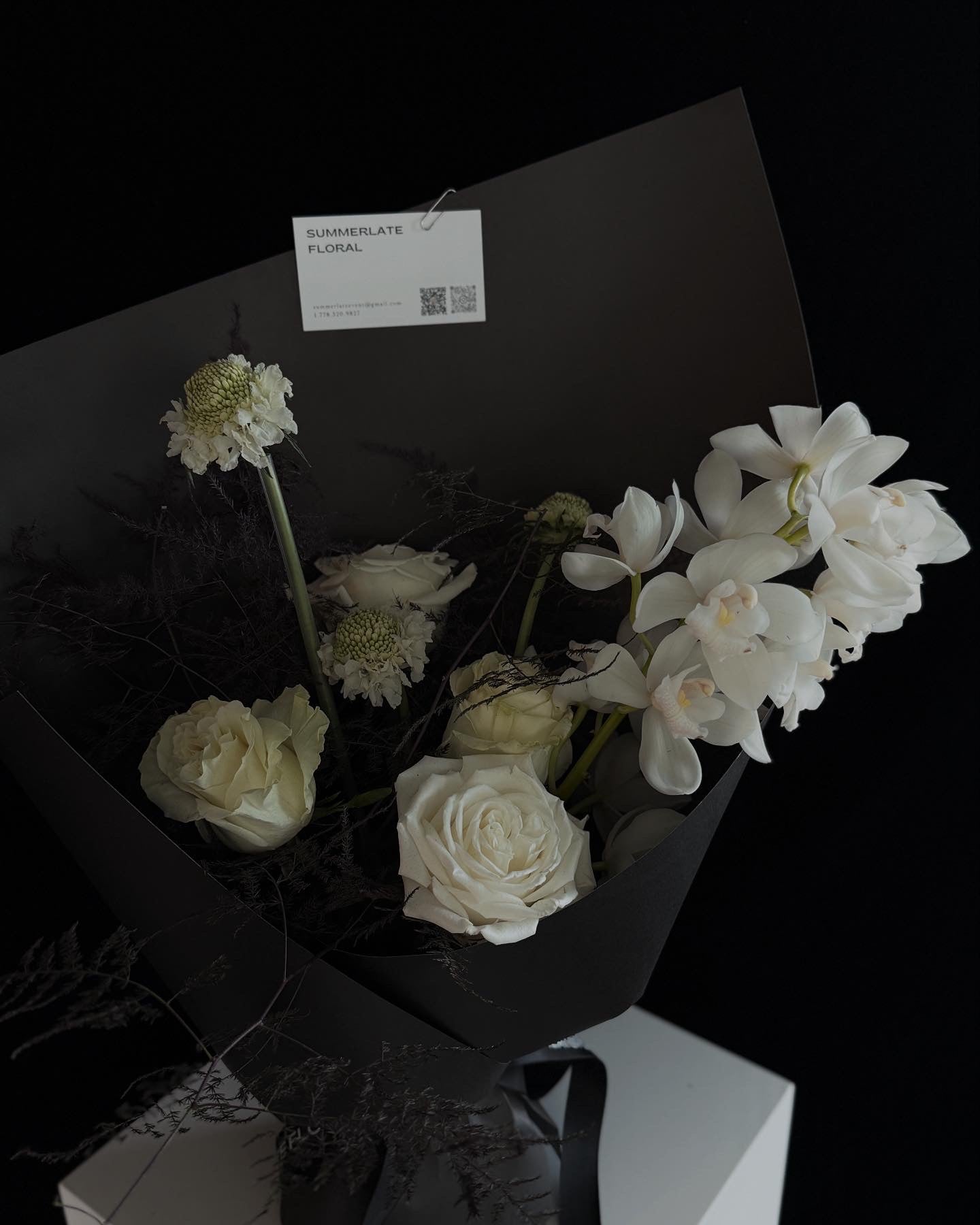 White cymbidium bouquet