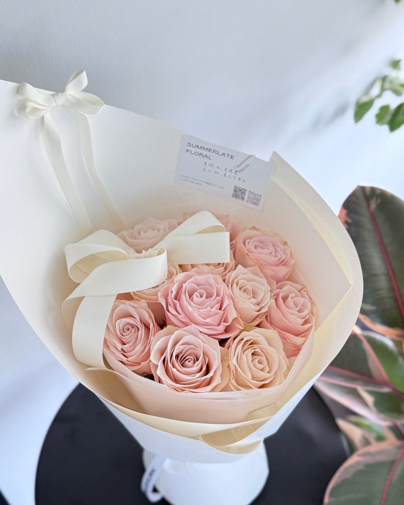 Card Wrapping Rose Bouquet with Bow Tie