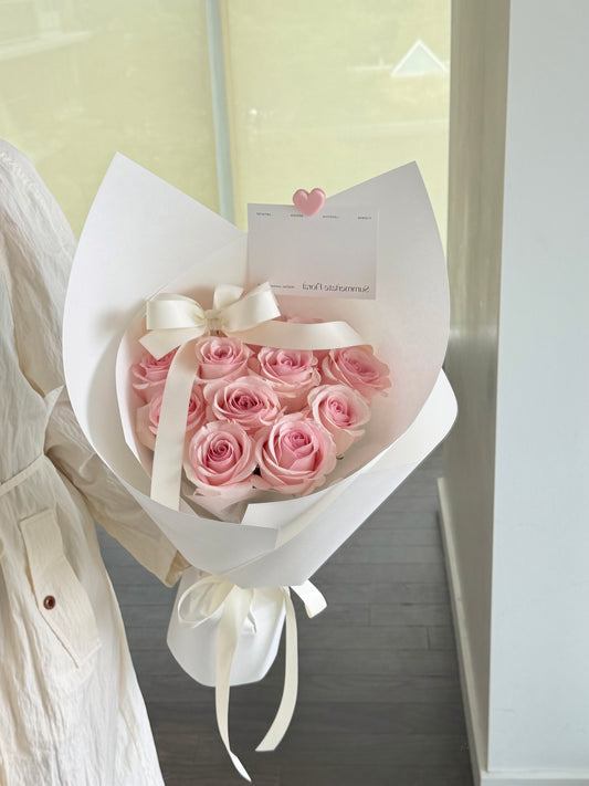 Card Wrapping Rose Bouquet with Bow Tie