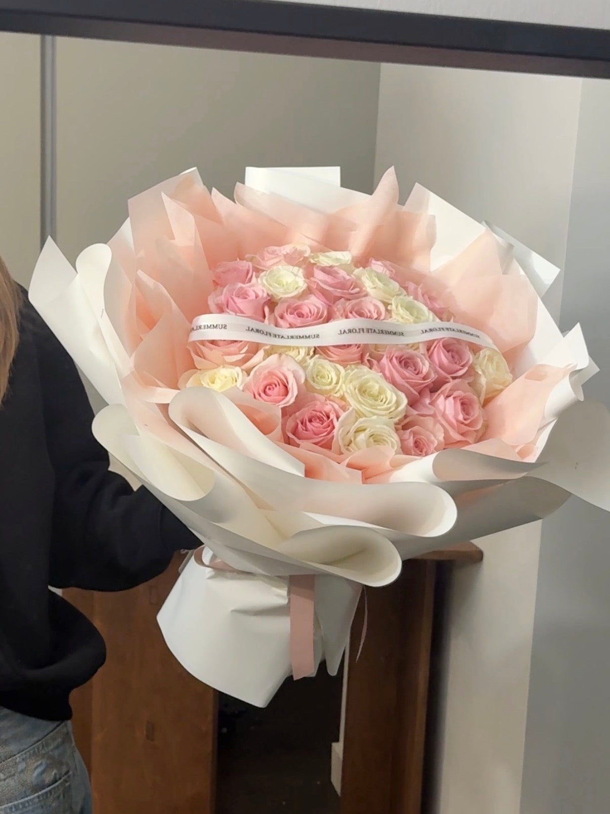 White & Pink Rose Bouquet