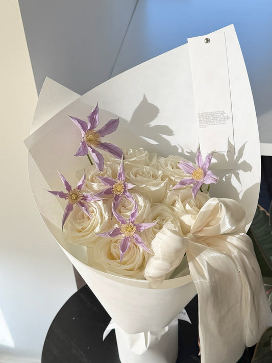White Rose with Clematis