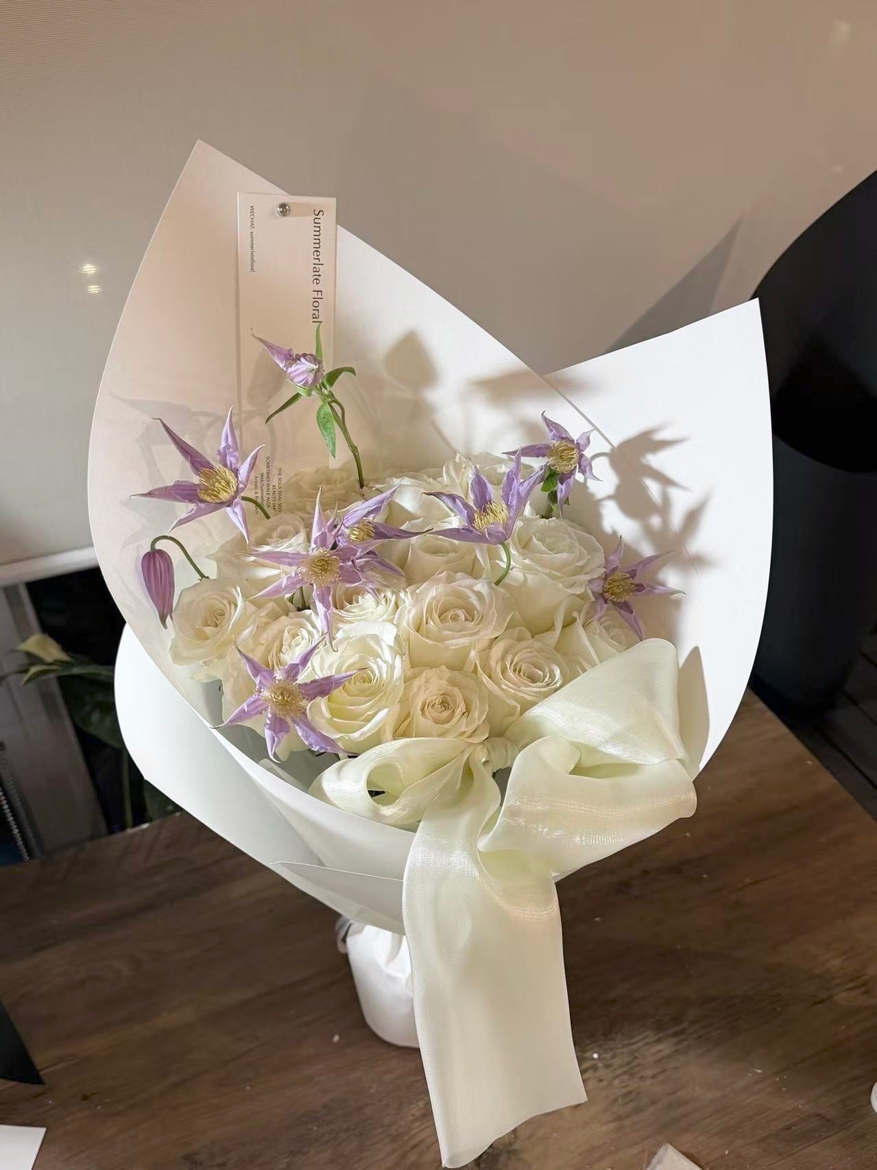 White Rose with Clematis