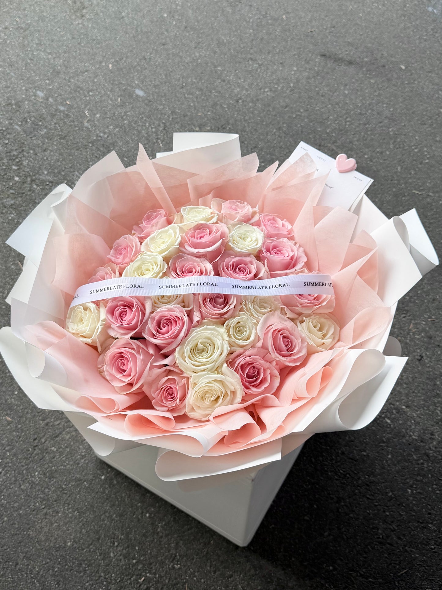 White & Pink Rose Bouquet