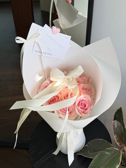 Card Wrapping Rose Bouquet with Bow Tie