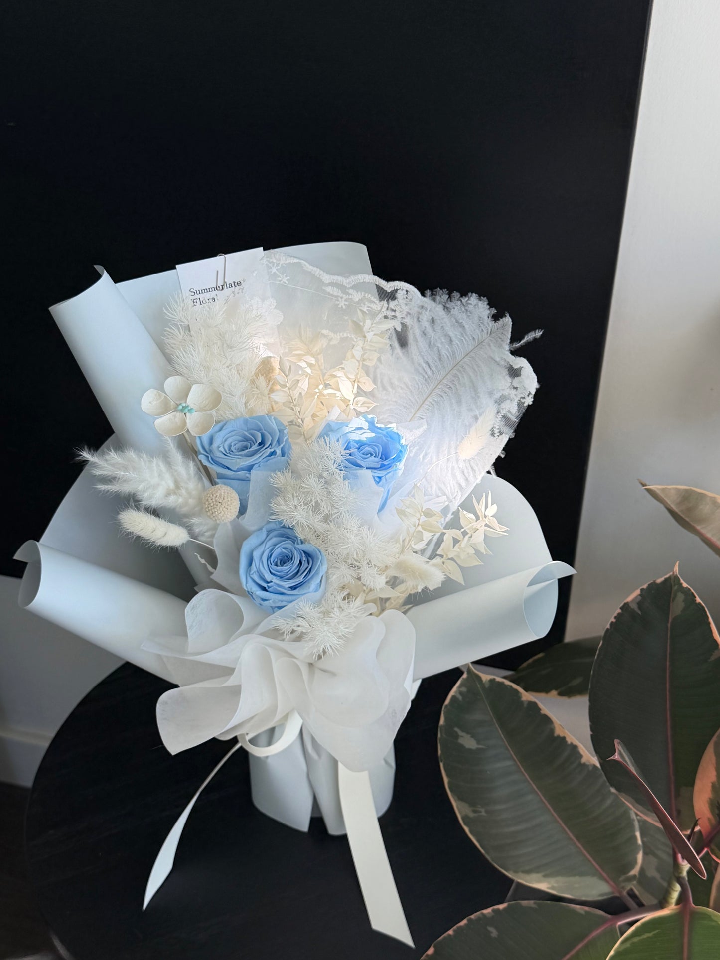 Sky Blue Preserved Flower Bouquet