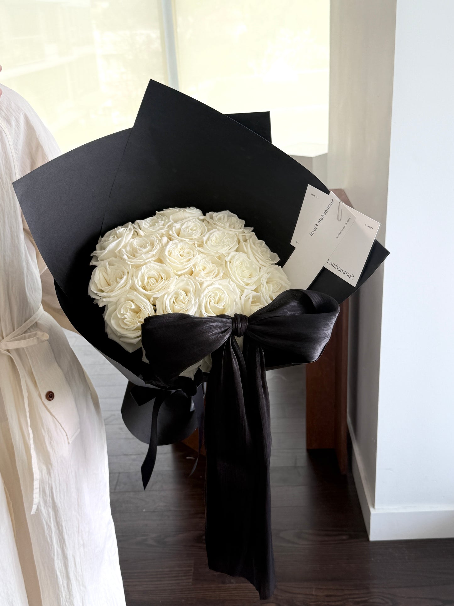 White Rose with Silky Ribbon